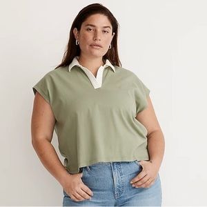 Madewell Relaxed Polo - green/white 1X